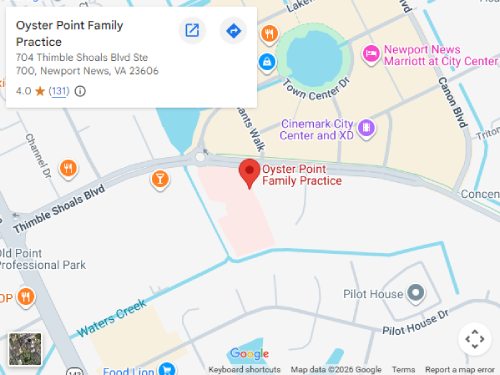 Get Directions to Oyster Point Family Practice in Newport News, VA